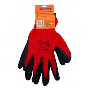 Ръкавици червено полиестерно трико / черен латекс TS
